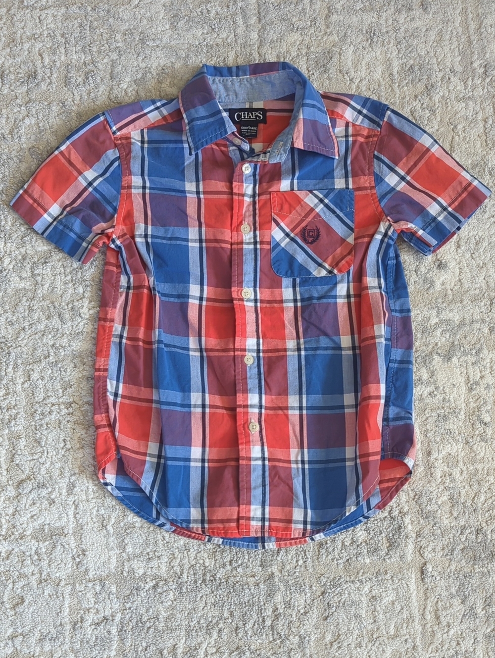 Chaps Plaid Short Sleeve Button-Down Shirt Size 5